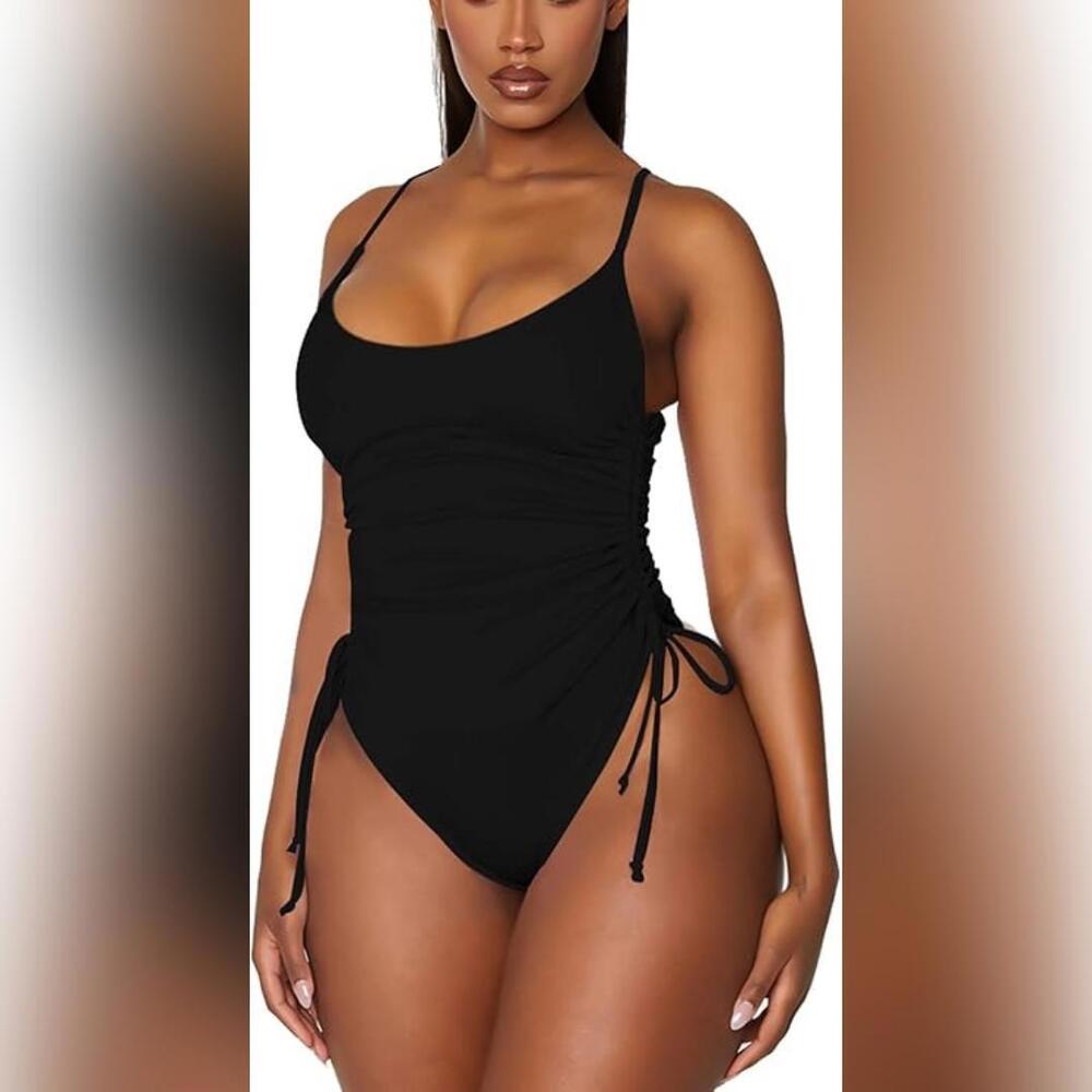 NWOT Viottiset One Piece Tummy Control Ruched High Cut Swimsuit, 2XL